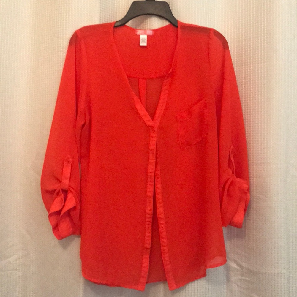 Orange Sheer Top